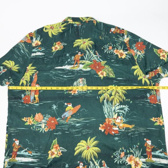 Tommy Bahama Santa Christmas Shirt Men's 3XL Silk Hawaiian Green Aloha Holidays - Picture 14 of 16